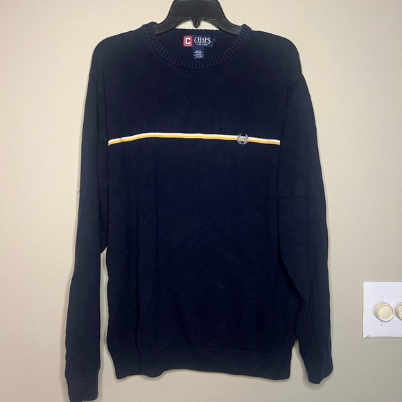 Vintage Chaps Stripe Knit Crewneck Sweater Men’s Large 100% Cotton - Picture 2 of 8